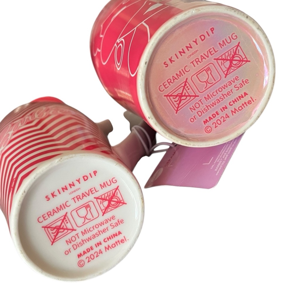 Barbie x Skinnydip Ceramic Travel Mug Set of 2 Limited Edition - Picture 10 of 11